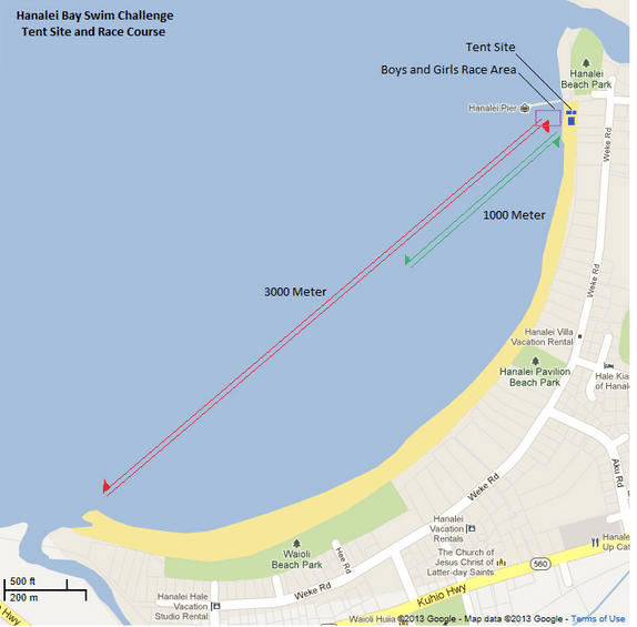 Hanalei Bay Swim Challenge Map