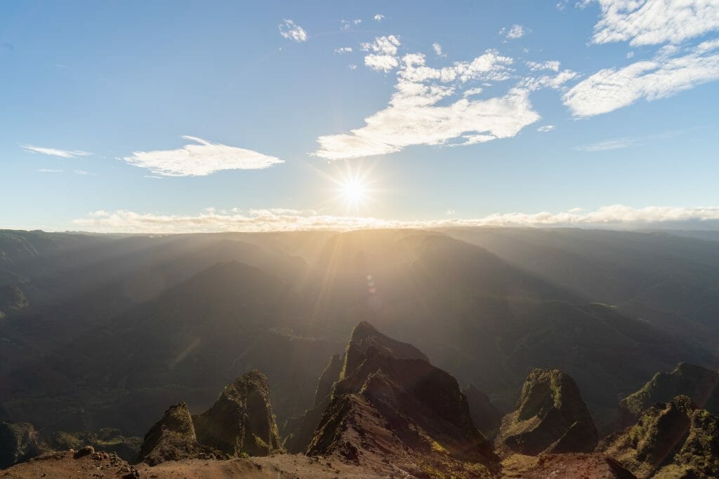 The beautiful sunrise in the valley of Kauai