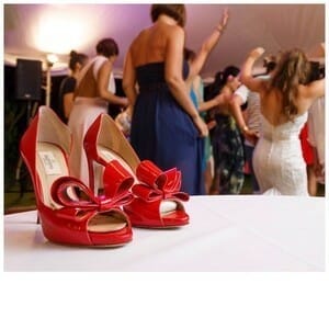 Red sandals in a party